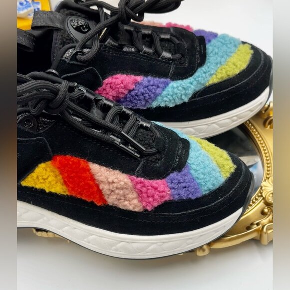 🆕 KURT GEIGER LONDON 🧿 NWOB Kensington Sneaker, Black Suede Multi Sherpa, 35.5 - Picture 11 of 14